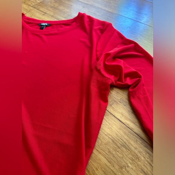 Express Long-sleeve Fitted Mesh Top Lipstick Red EUC - Picture 3 of 11